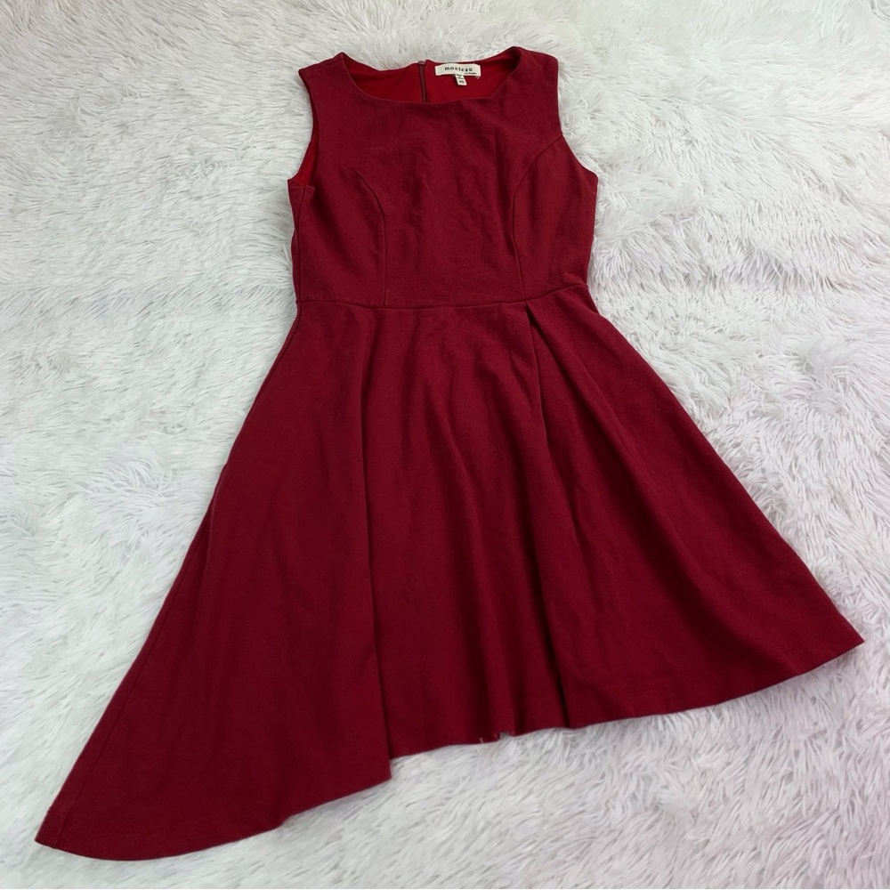 Monteau Sleeveless‎ asymmetrical Dress im burgundy red